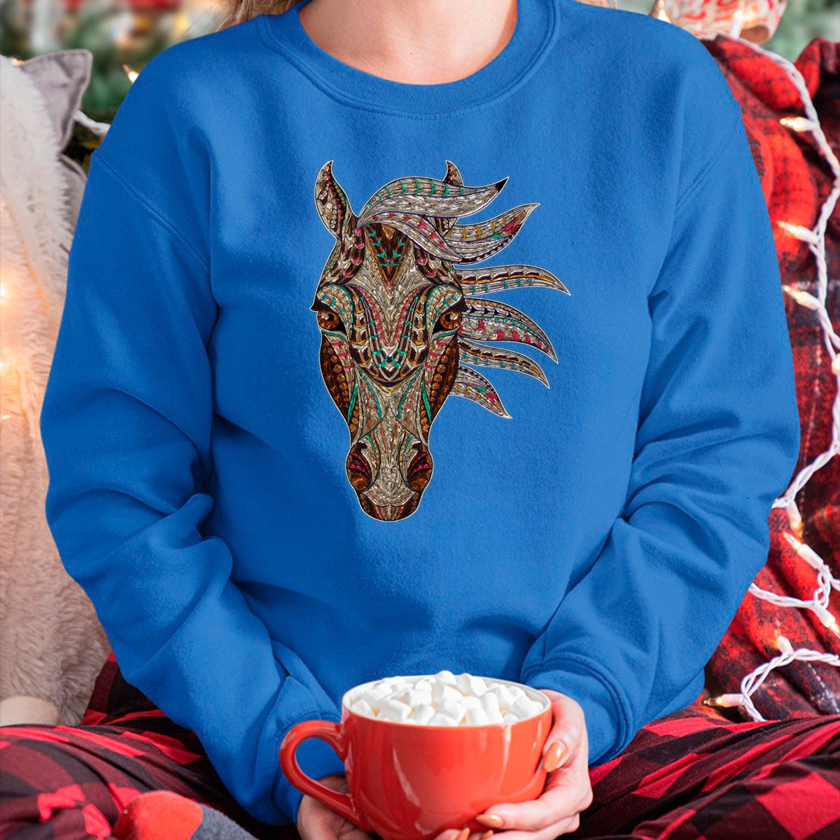 Native American T-Shirts, Vintage Native American Unisex T-Shirt/Hoodie/Sweatshirt HLT00 - Horse Tribal Abstract Art Native American Geometric Horse