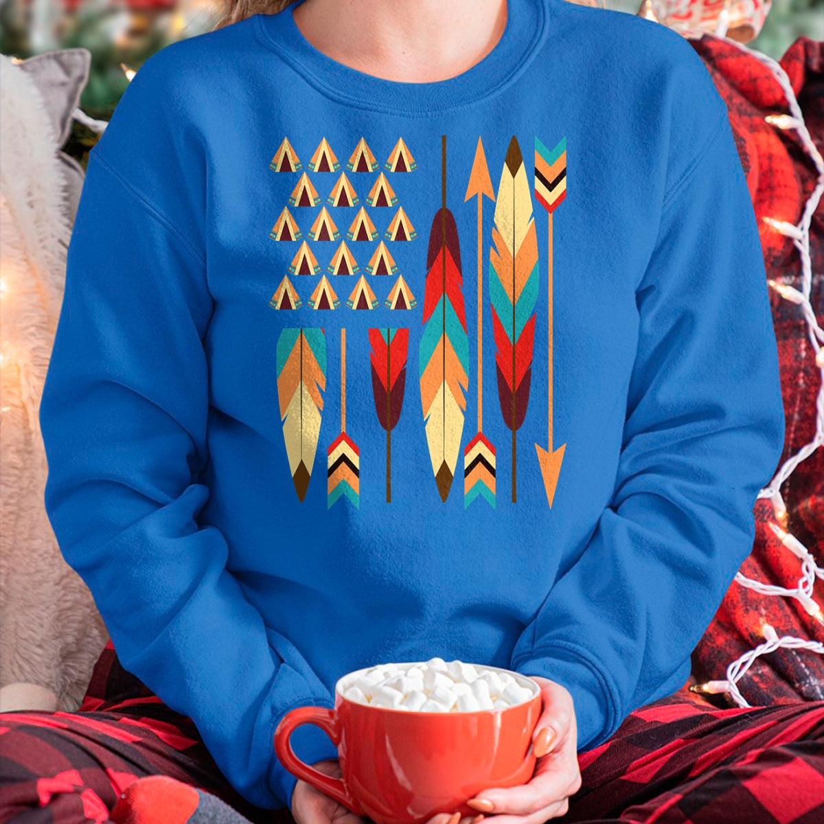 Native American T-Shirts, Vintage Native American Unisex T-Shirt/Hoodie/Sweatshirt HLT00 - Native American Pride USA Flag T-Shirt T-Shirt