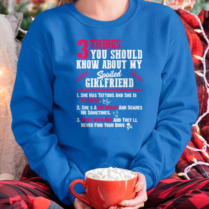 Best Wife Shirt, Wife and Husband Unisex T-Shirt/Hoodie/Sweatshirt HLT00 - 3 Things You Should Know About My Spoiled Girlfriend - Gift T-Shirt