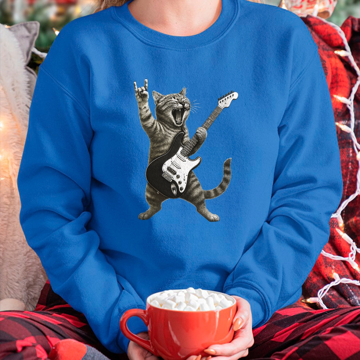 Guitar Lover Shirt, Funny Guitar UnisexT-Shirt/Hoodie/Sweatshirt HLT00 - Funny Cat Playing Guitar Rock and Roll Gifts Men Women Kids T-Shirt