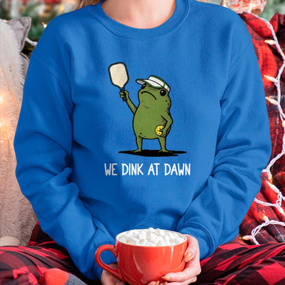 Funny Pickleball Shirt, Pickleball Lover Unisex T-Shirt/Hoodie/Sweatshirt HLT00 - We Dink At Dawn Funny Pickleball Frog T-Shirt