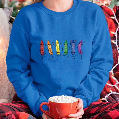 Best Teacher Shirt, Funny Teacher UnisexT-Shirt/Hoodie/Sweatshirt HLT00 - Cute Rainbow Crayons Preschool Teacher Back to School T-Shirt
