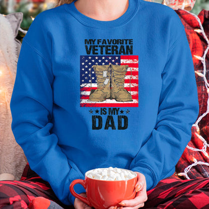 Gift for Dad Shirt, Funny Dad Unisex T-Shirt/Hoodie/Sweatshirt HLT00 – Dad Father_s Day My Favorite Veteran Is My Father Proud Kids T-Shirt