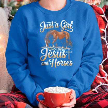 Best Horse Lover Shirt , Funny Horse UnisexT-Shirt/Hoodie/Sweatshirt HLT00 - Just a girl who loves horses and jesus T-Shirt