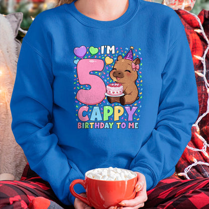 Cute Capybara Shirt, Funny Capybara UnisexT-Shirt/Hoodie/Sweatshirt HLT00 - Capybara Birthday Shirt 5 Kawaii Girl Capybara 5th Birthday T-Shirt