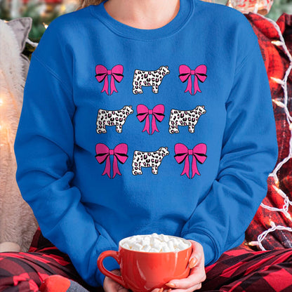 Best Farmer Life Shirt, Funny Farmer UnisexT-Shirt/Hoodie/Sweatshirt HLT00 - Show Steer Girl Cheetah Bows T-Shirt