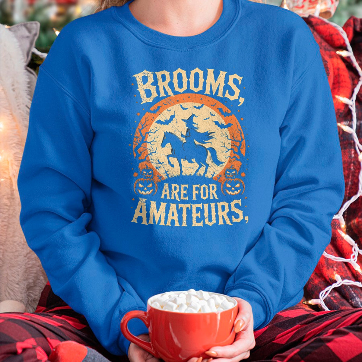 Best Horse Lover Shirt , Funny Horse UnisexT-Shirt/Hoodie/Sweatshirt HLT00 - Brooms are for Amateurs Horse Riding Funny Halloween T-Shirt