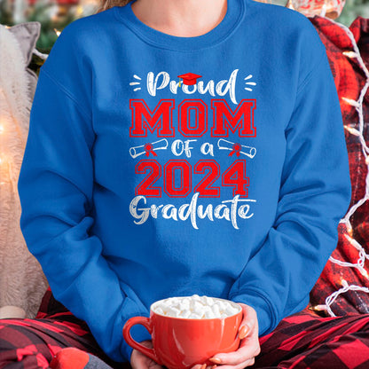Gift for Mom Shirt, Funny Mom Unisex T-Shirt/Hoodie/Sweatshirt HLT00 - Mom Senior 2024 Proud Mom Of A Class Of 2024 Graduate T-Shirt