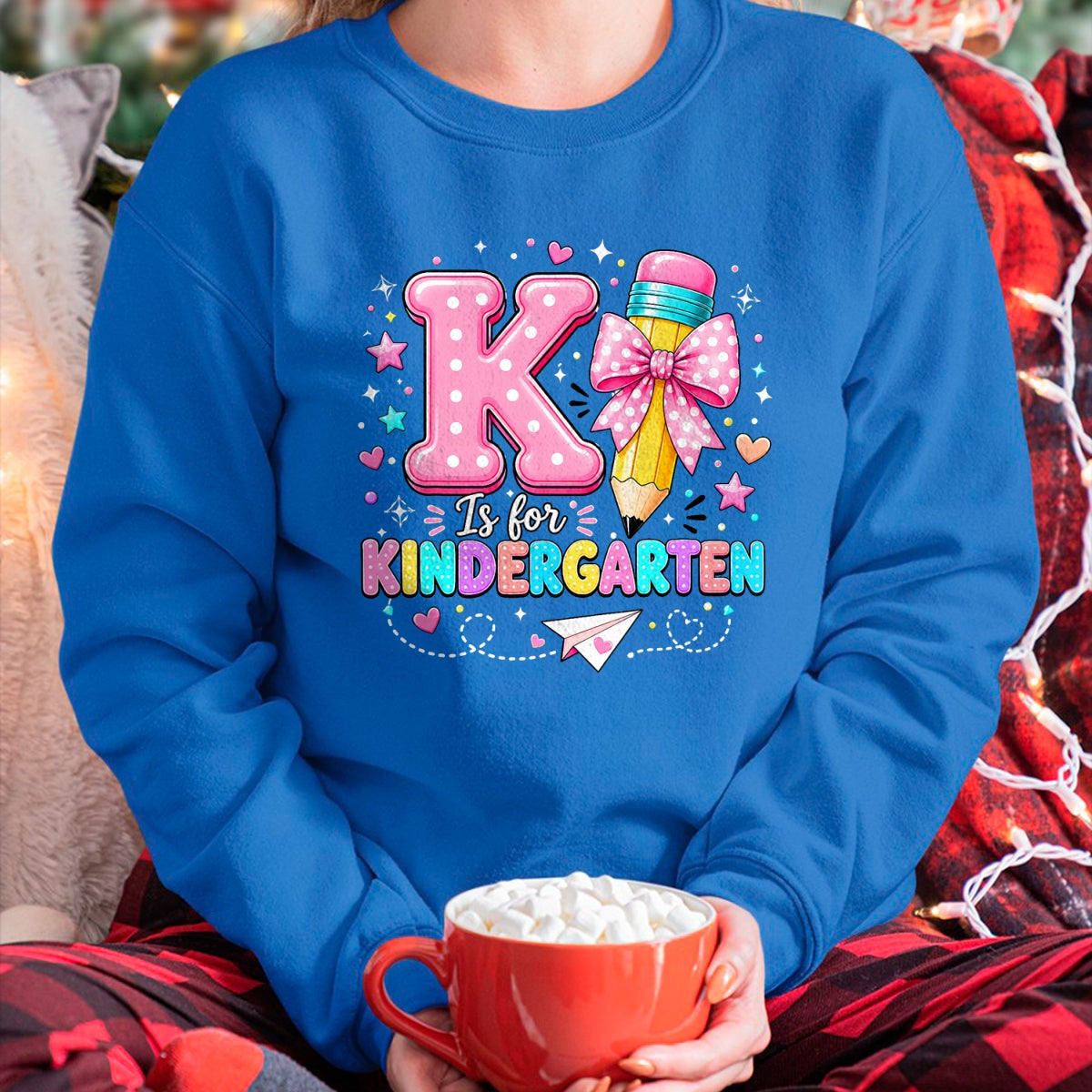 Best Teacher Shirt, Funny Teacher UnisexT-Shirt/Hoodie/Sweatshirt HLT00 - K is for Kindergarten Teacher Coquette Bow Back to School T-Shirt