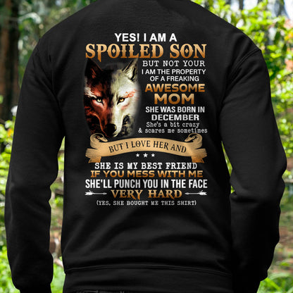 December - Lucky Son of Awesome Mom - Perfect Gift for Son From Mom - NINA12 (SKU10-128-12)