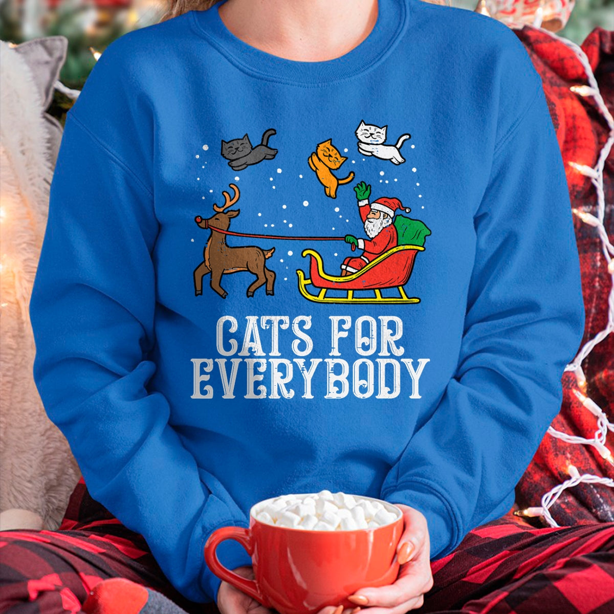 Christmas Shirts for Family, Funny christmas shirts, Christmas Unisex T-Shirt/Hoodie/Sweatshirt HLT00 - Cats For Everybody Christmas Cat Funny Xmas Women Santa T-Shirt