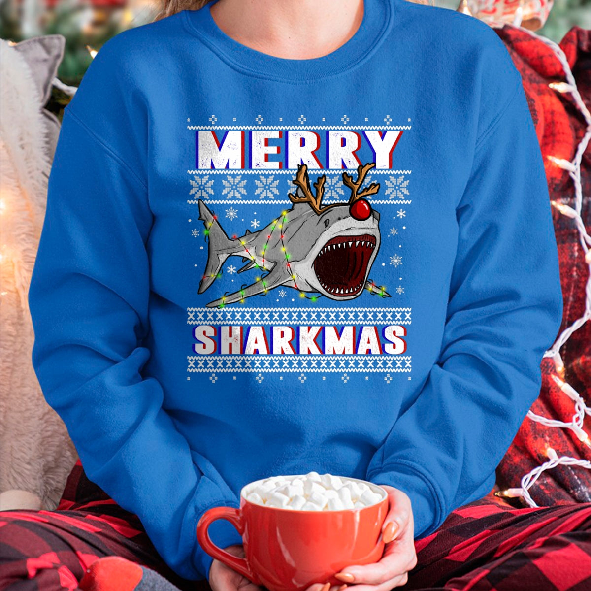 Funny Sharkmas Shark Ugly Christmas Sweaters T-Shirt - Christmas Unisex T-Shirt/Hoodie/Sweatshirt - NINA00