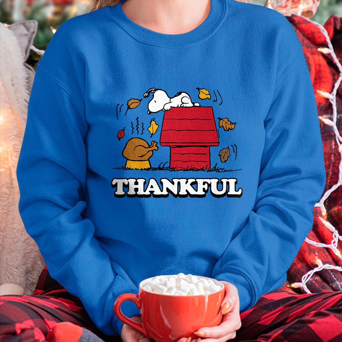 Best Thanksgiving Family Shirt , Funny Thanksgiving UnisexT-Shirt/Hoodie/Sweatshirt HLT00 - Peanuts - Snoopy Thankful Turkey with Fall Leaves T-Shirt