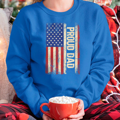 Gift for Dad Shirt, Funny Dad Unisex T-Shirt/Hoodie/Sweatshirt HLT00 – Proud Dad US American Flag Shirt for Fathers Day 2024 Men T-Shirt