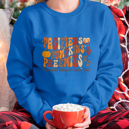 Best Thanksgiving Family Shirt , Funny Thanksgiving UnisexT-Shirt/Hoodie/Sweatshirt HLT00 - Retro Pacifiers Pumpkins Preemies Thanksgiving NICU Nurse T-Shirt