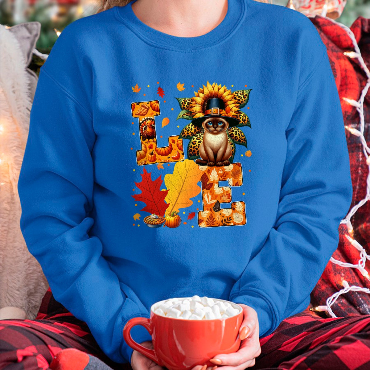 Cat Love Shirt, Funny Cat Lover Gift UnisexT-Shirt/Hoodie/Sweatshirt HLT00 - LOVE Thanksgiving Siamese Cat Costume Fall Leaves Sunflower T-Shirt for Men Women Kids (1)