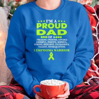 Gift for Dad Shirt, Funny Dad Unisex T-Shirt/Hoodie/Sweatshirt HLT00 – I_m proud dad of Lymphoma warrior Lime Green Ribbon T-Shirt