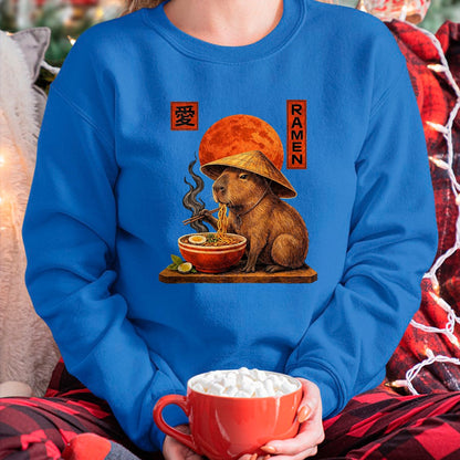 Cute Capybara Shirt, Funny Capybara Unisex T-Shirt/Hoodie/Sweatshirt HLT00 - Capybara Ramen Japanese Art Funny Anime Graphic Tee Kawaii T-Shirt, Men, Black, 3X-Large