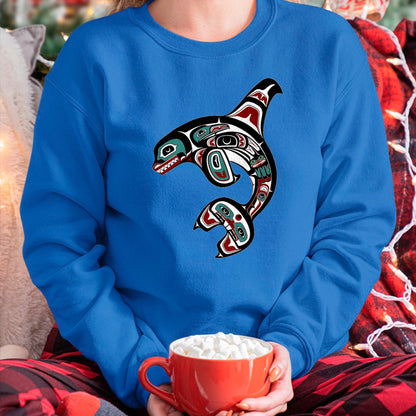Native American T-Shirts, Vintage Native American Unisex T-Shirt/Hoodie/Sweatshirt HLT00 - Orca Killer Whale Pacific Northwest Alaska Native American