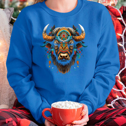 Native American T-Shirts, Vintage Native American Unisex T-Shirt/Hoodie/Sweatshirt HLT00 - American Flag - Bison American Buffalo Colorful Boho Native American Pattern T-Shirt