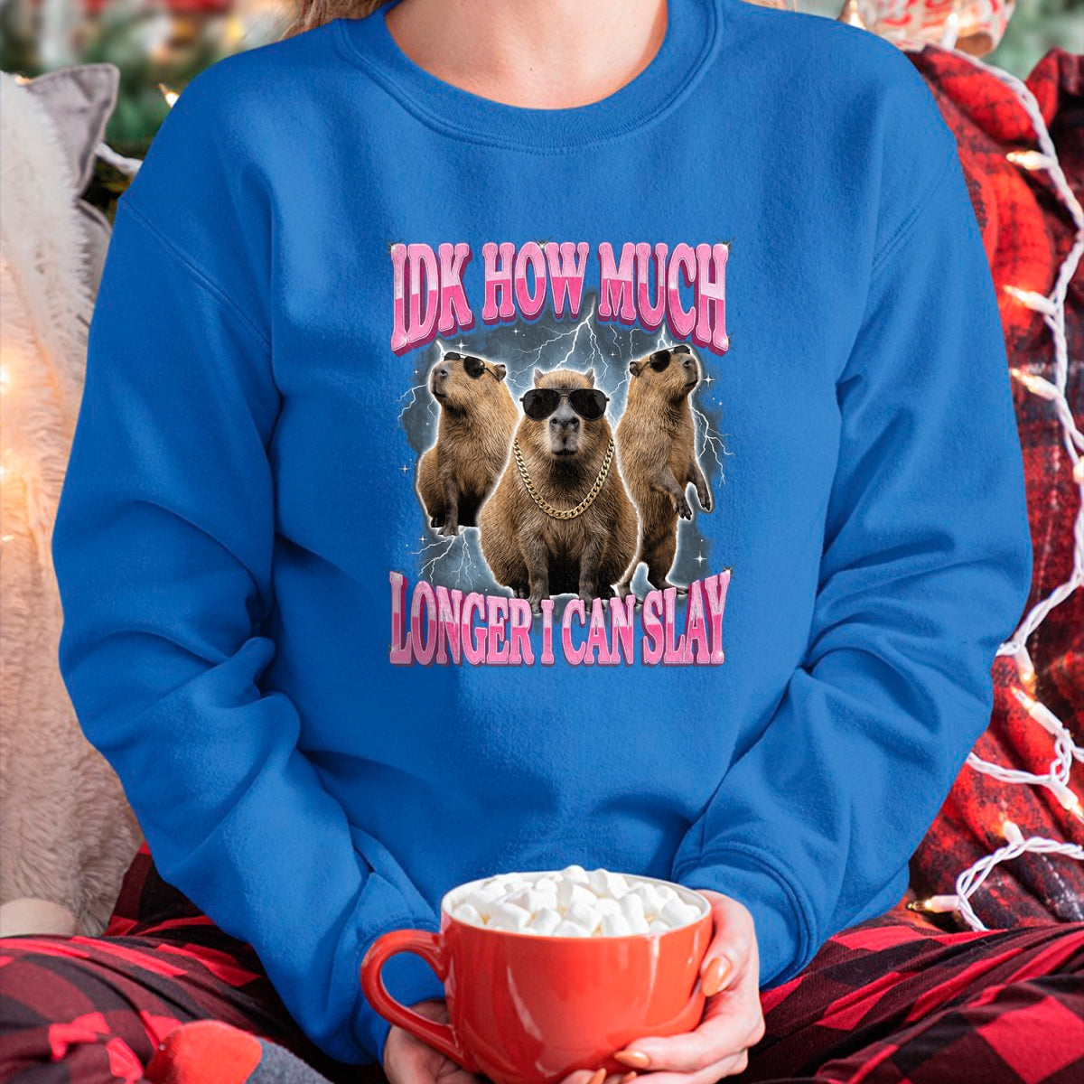 Cute Capybara Shirt, Funny Capybara Unisex T-Shirt/Hoodie/Sweatshirt HLT00 - IDK How Much Longer I Can Slay T-Shirt