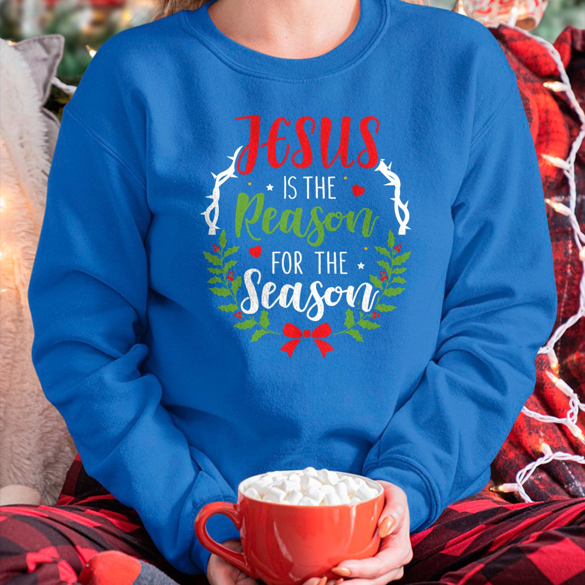Christian Tee, Christian Faith Unisex T-Shirt/Hoodie/Sweatshirt HLT00 - Jesus is the reason for the season christian christmas Long Sleeve T-Shirt (1)