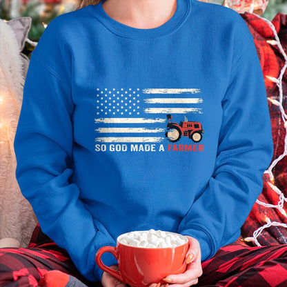 Best Farmer Life Shirt, Funny Farmer UnisexT-Shirt/Hoodie/Sweatshirt HLT00 - So God Made A Farmer, USA Flag of Farmer T-Shirt for Women Men