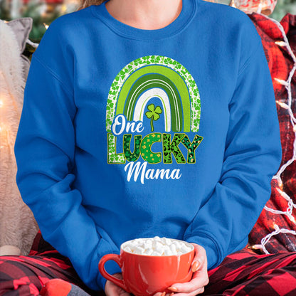 Gift for Mom Shirt, Funny Mom Unisex T-Shirt/Hoodie/Sweatshirt HLT00 - One Lucky Mama St Patrick's Day Mom Shamrock Mother_s Day T-Shirt