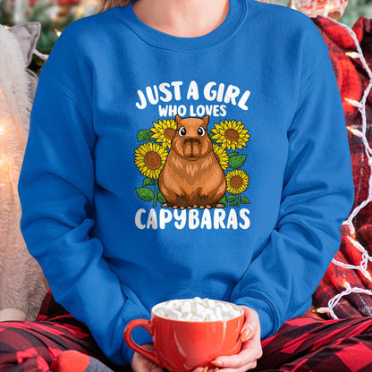 Cute Capybara Shirt, Funny Capybara Unisex T-Shirt/Hoodie/Sweatshirt HLT00 - Just A Girl Who Loves Capybaras Cute Sunflower Girls Kids T-Shirt