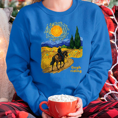 Best Horse Lover Shirt , Funny Horse UnisexT-Shirt/Hoodie/Sweatshirt HLT00 - Gogh Riding Funny Van Gogh Horse Starry Night Cowboy T-Shirt