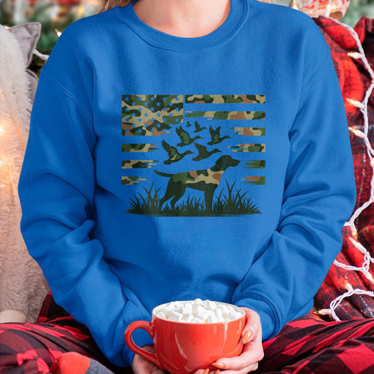 Funny Hunting Shirt, Gift For Hunting Lover Unisex T-Shirt/Hoodie/Sweatshirt HLT00 - Youth Camo Mallard Duck Hunting Dog Camouflage American Flag T-Shirt