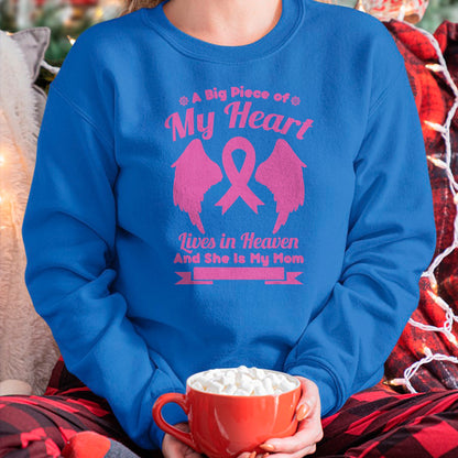 Gift for Mom Shirt, Funny Mom Unisex T-Shirt/Hoodie/Sweatshirt HLT00 - Mom In Heaven Wings Awesome Breast Cancer Awareness Gift T-Shirt