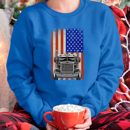 Best Truck Driver Life Shirt, Funny Trucker UnisexT-Shirt/Hoodie/Sweatshirt HLT00 - US American Flag Semi Truck Driver T-Shirt (4)