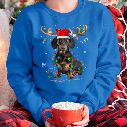 Christmas Shirts for Family, Funny christmas shirts, Christmas Unisex T-Shirt/Hoodie/Sweatshirt HLT00 - Funny Dachshund Christmas Reindeer Christmas Lights Pajama T-Shirt