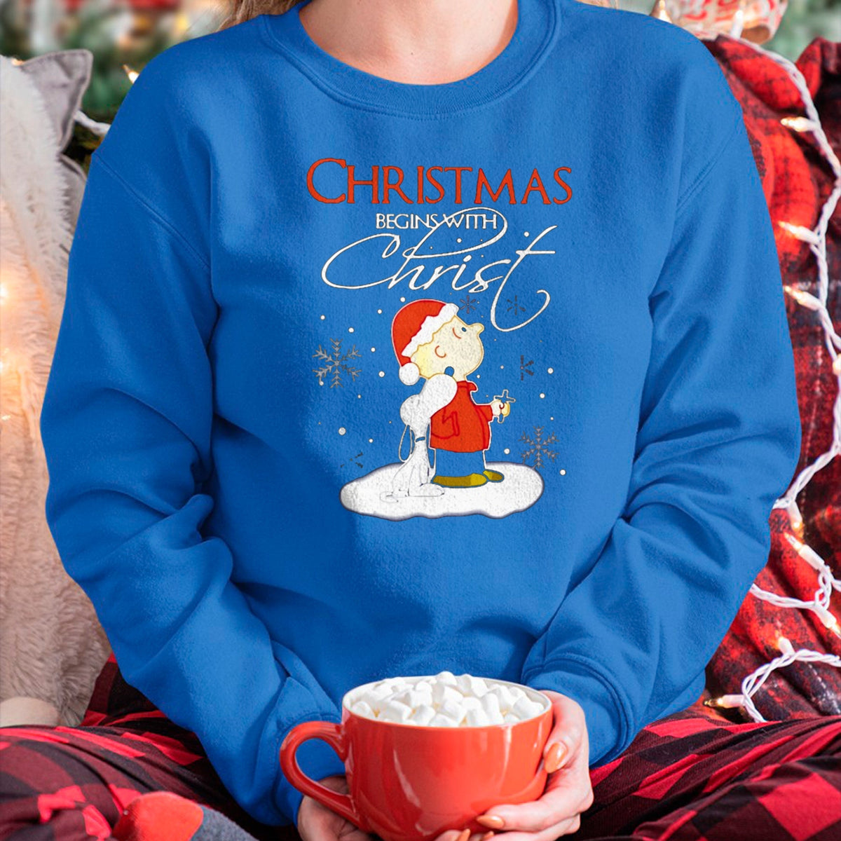 Christian Tee, Christian Faith Unisex T-Shirt/Hoodie/Sweatshirt HLT00 - Christmas Begins With Christ Xmas Gift Holiday costume T-Shirt