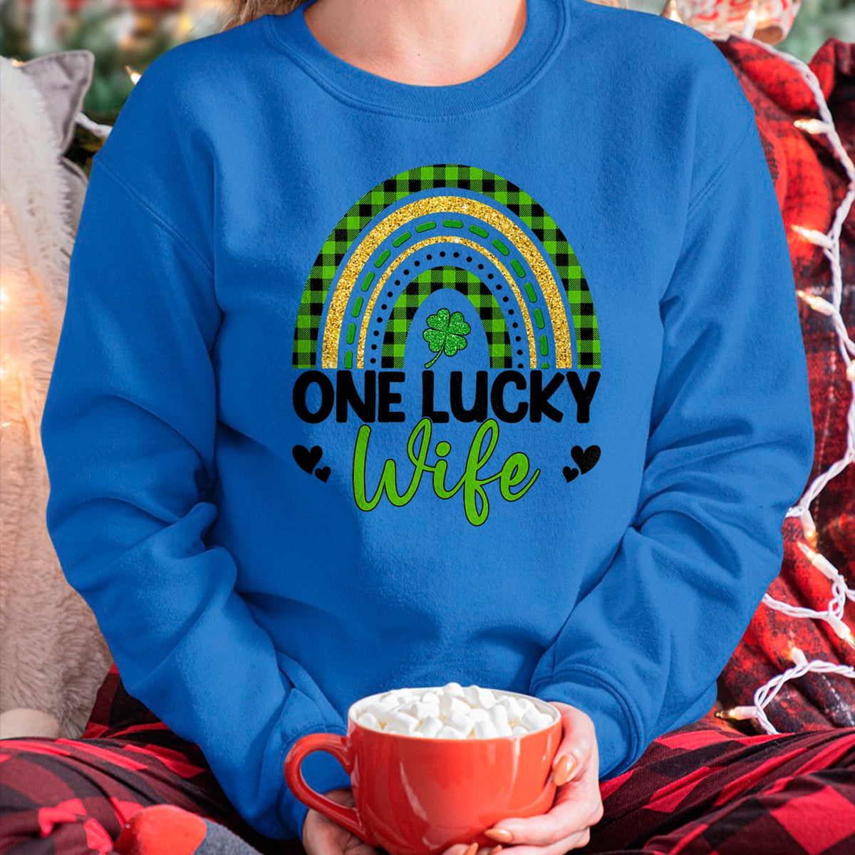 Best Wife Shirt, Wife and Husband Unisex T-Shirt/Hoodie/Sweatshirt HLT00 - Gift for wife T shirt, lucky wife   Womens One Lucky Wife Boho Rainbow St Patricks Day Shamrock Tank
