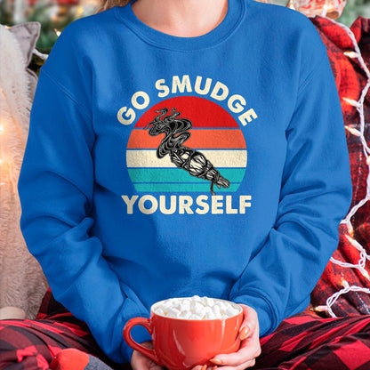Native American T-Shirts, Vintage Native American Unisex T-Shirt/Hoodie/Sweatshirt HLT00 - Go Smudge Yourself Native American Funny Smudging Feather T-Shirt (1)