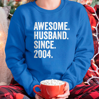 Best Wife Shirt, Wife and Husband Unisex T-Shirt/Hoodie/Sweatshirt HLT00 - Awesome Husband Since 2004 20th wedding anniversary 20 years T-Shirt