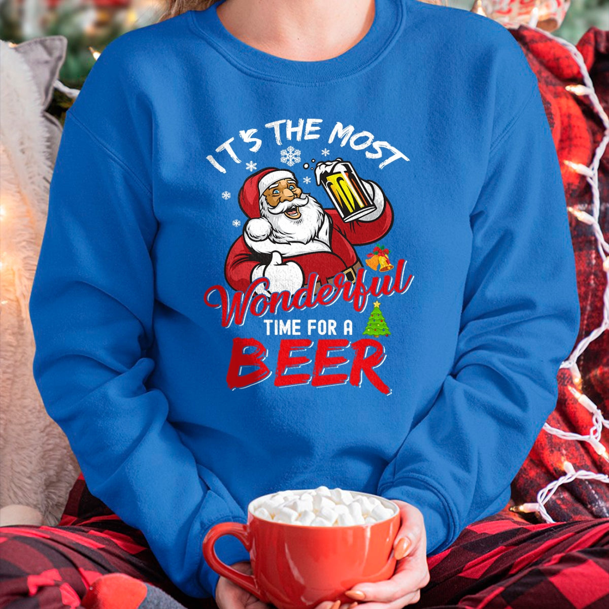 Funny Christmas Santa Claus Drinking Beer Wonderful Time T-Shirt - Christmas Unisex T-Shirt/Hoodie/Sweatshirt - NINA00