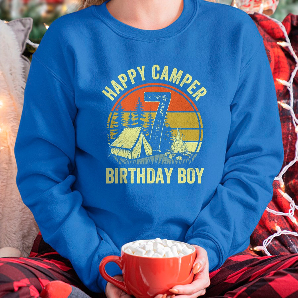 Funny Camping Shirt, Gift For Camping Lover Unisex T-Shirt/Hoodie/Sweatshirt HLT00 - Happy Camper 7 Funny Camping Campfire 7th Birthday Boy T-Shirt