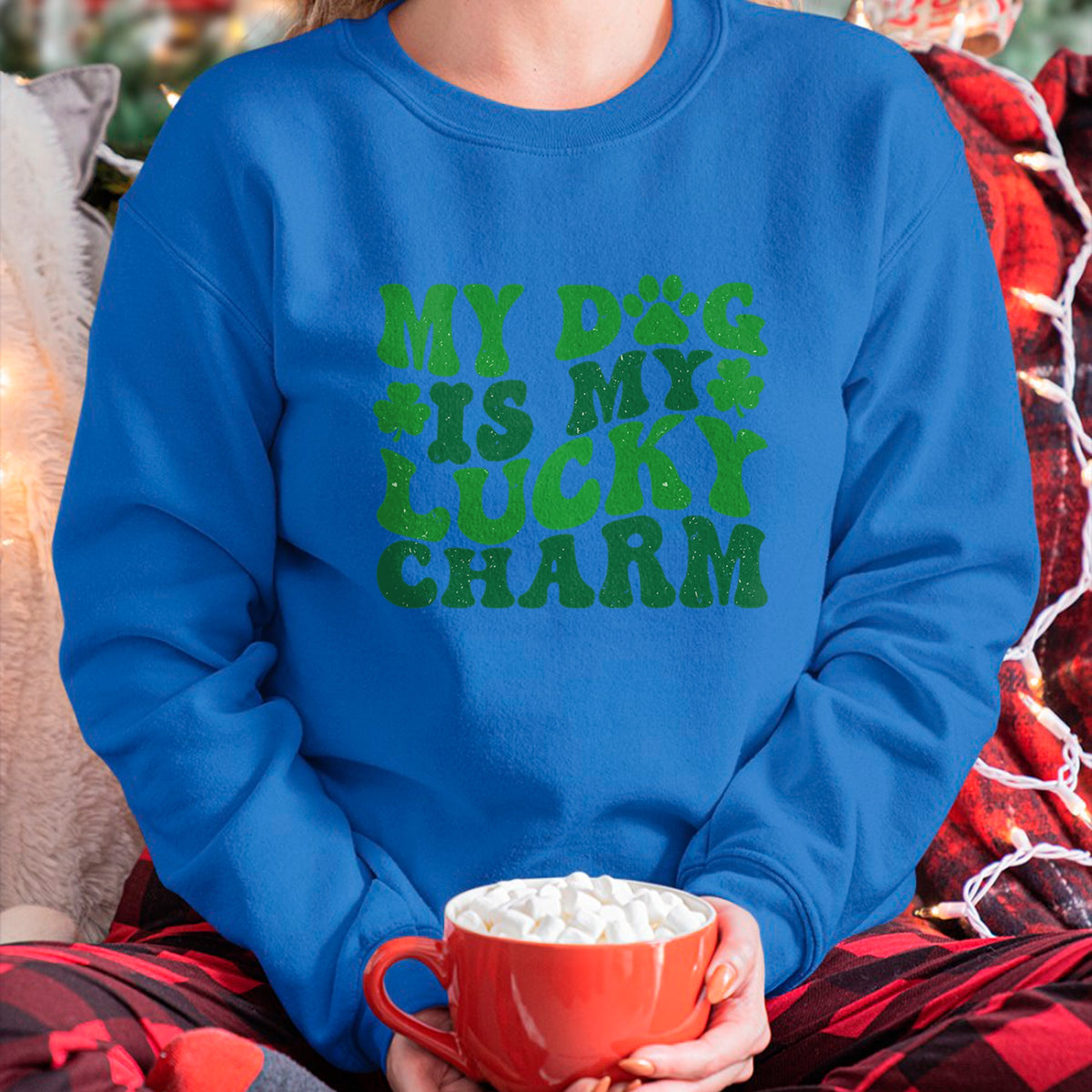 Gift for Mom Shirt, Funny Mom Unisex T-Shirt/Hoodie/Sweatshirt HLT00 - My Dog Is My Lucky Charm Retro St Patricks Day Dog Mom T-Shirt