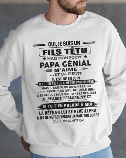JUIN - Oui, je suis un garçon têtu – T-shirt | Cadeau d’anniversaire de papa pour son fils - NINA06 / fr06 (SKU12-260-06)