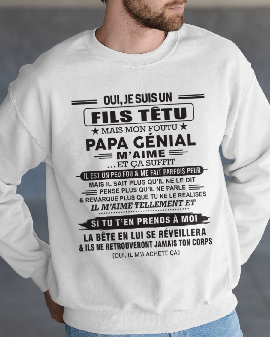 Oui, je suis un garçon têtu – T-shirt | Cadeau d’anniversaire de papa pour son fils - NINA00 / fr00 (SKU12-260-00)
