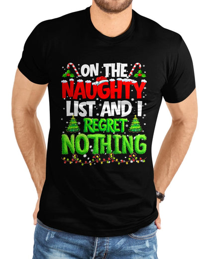 On The Naughty List and Regret Nothing Pjs Christmas Xmas Ki T-Shirt - Christmas Unisex T-Shirt/Hoodie/Sweatshirt - NINA00