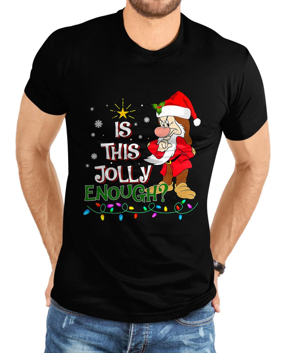 Is This Jolly Enough Grumpy Elf Pajama Christmas Lights T-Shirt - Christmas Unisex T-Shirt/Hoodie/Sweatshirt - NINA00
