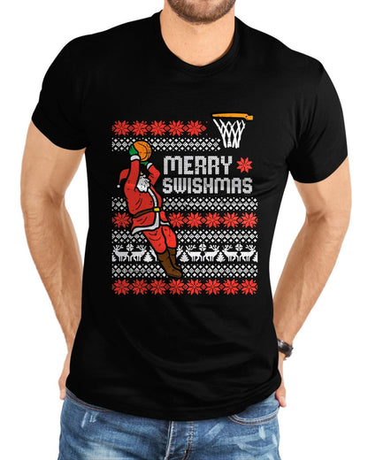 Merry Swishmas Basketball Ugly Christmas Xmas Men Boys Kids T-Shirt - Christmas Unisex T-Shirt/Hoodie/Sweatshirt - NINA00
