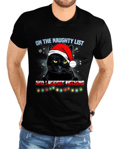 On The Naughty List And I Regret Nothing Cat Christmas T-Shirt - Christmas Unisex T-Shirt/Hoodie/Sweatshirt - NINA00