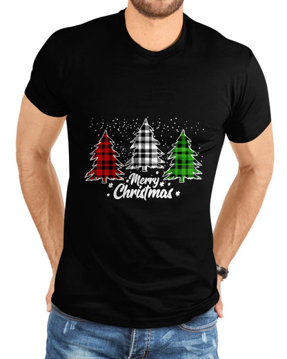 Merry Christmas Tree Xmas Buffalo Plaid Red White Green T-Shirt - Christmas Unisex T-Shirt/Hoodie/Sweatshirt - NINA00