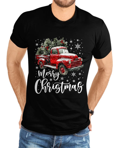 Merry Christmas Red Truck Family Matching Christmas Pajama T-Shirt - Christmas Unisex T-Shirt/Hoodie/Sweatshirt - NINA00