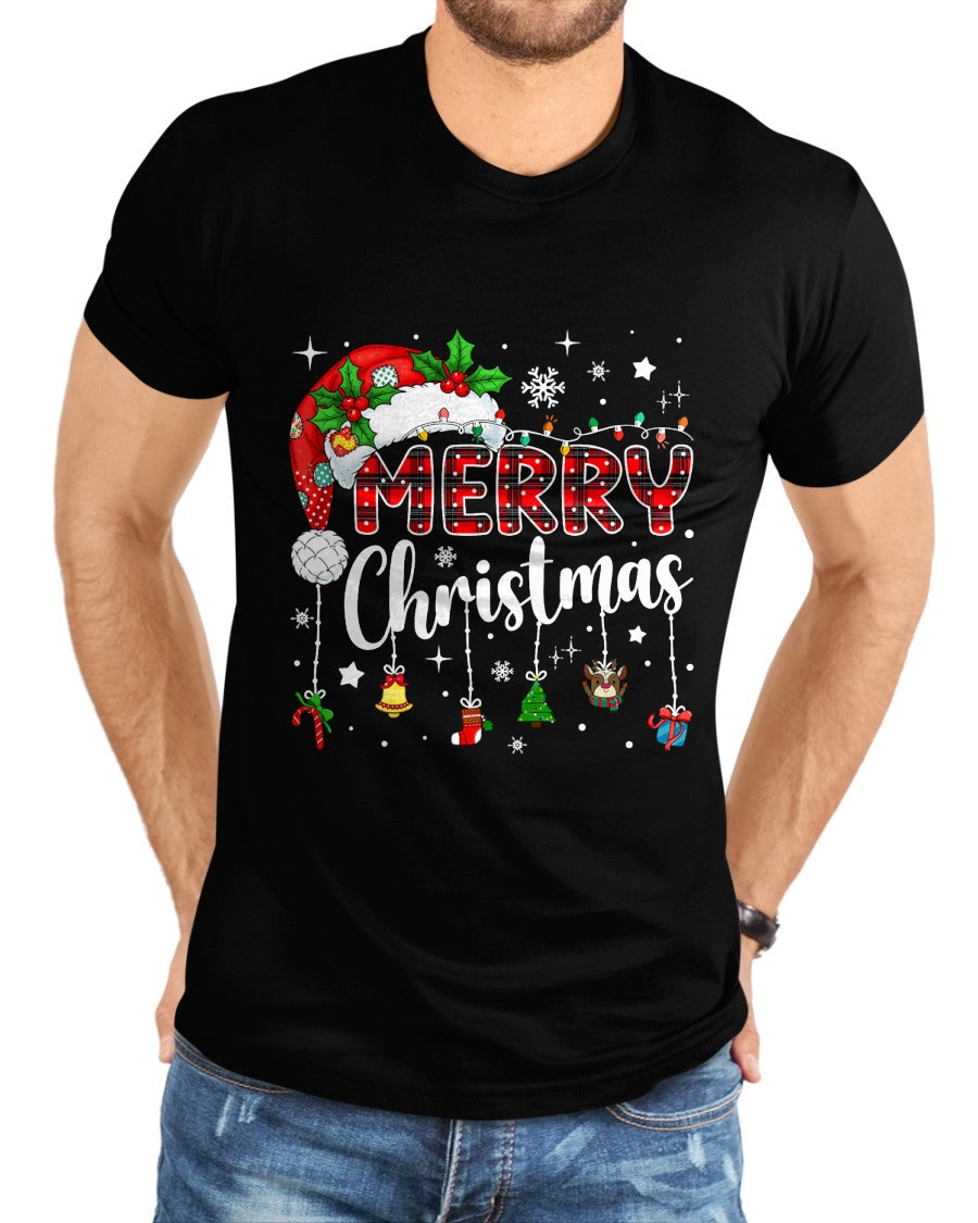 Merry Christmas Red Santa Hat Reindeer Xmas Matching Family T-Shirt - Christmas Unisex T-Shirt/Hoodie/Sweatshirt - NINA00
